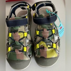 See Kai Run  Lincoln IV Green and Brown Sandals with Protective Toe